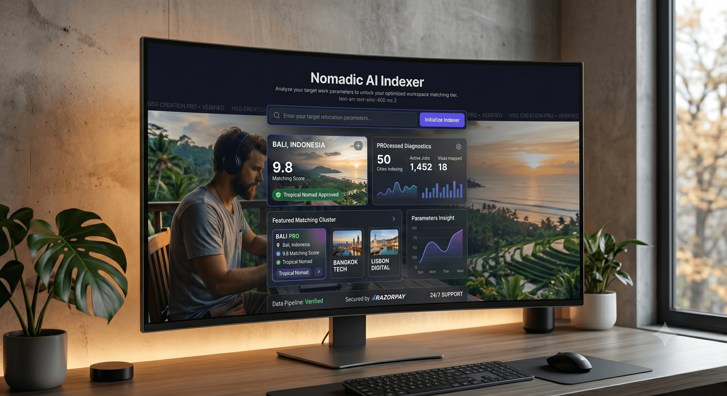 Nomadic AI Indexer High Fidelity Dashboard Frame Showcase